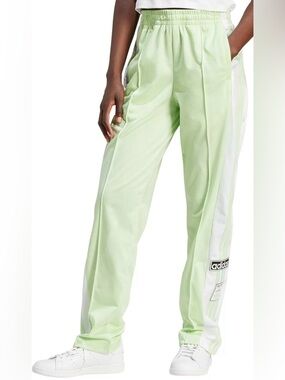 adidas Light Green Track Pants with White Side Panels